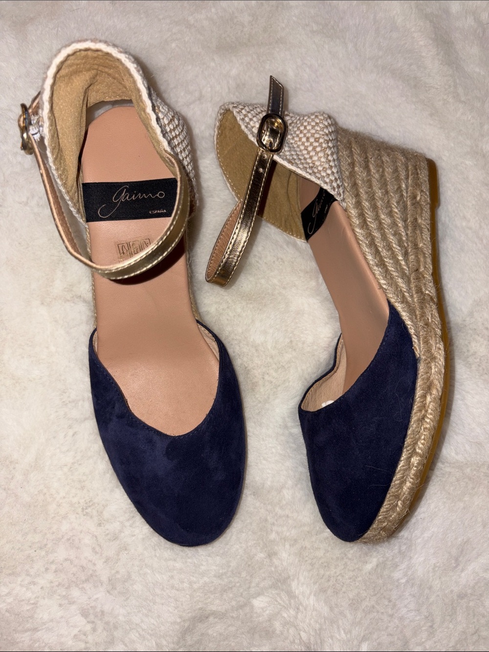 GAIMO Anthropology Espadrilles Wedge in Navy Suede size 38/7.5